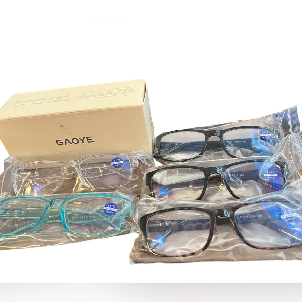 Gaoye Reading Glasses 5 Pairs Computer Blue Light Filter Protection +1.75